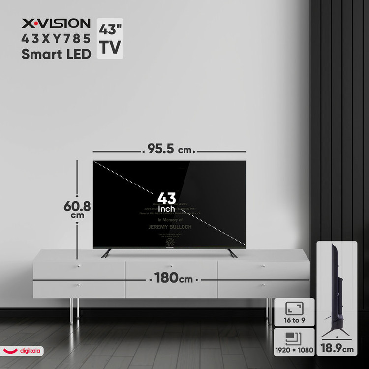 تلویزیون ایکس ویژن مدل XY785 سایز ۴۳ اینچ LED Full HD