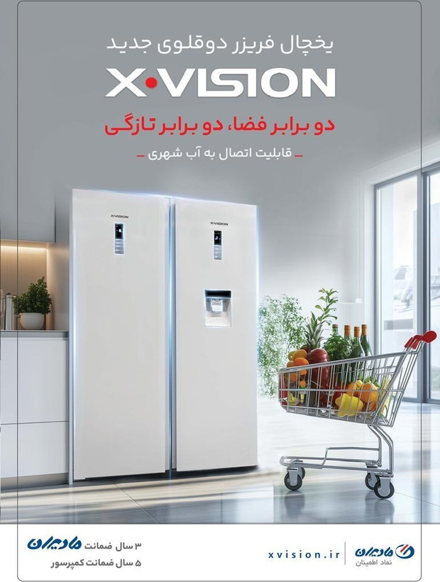 یخچال فریزر دوقلو ایکس ویژن مدل KTR630/KTF630 ظرفیت A+