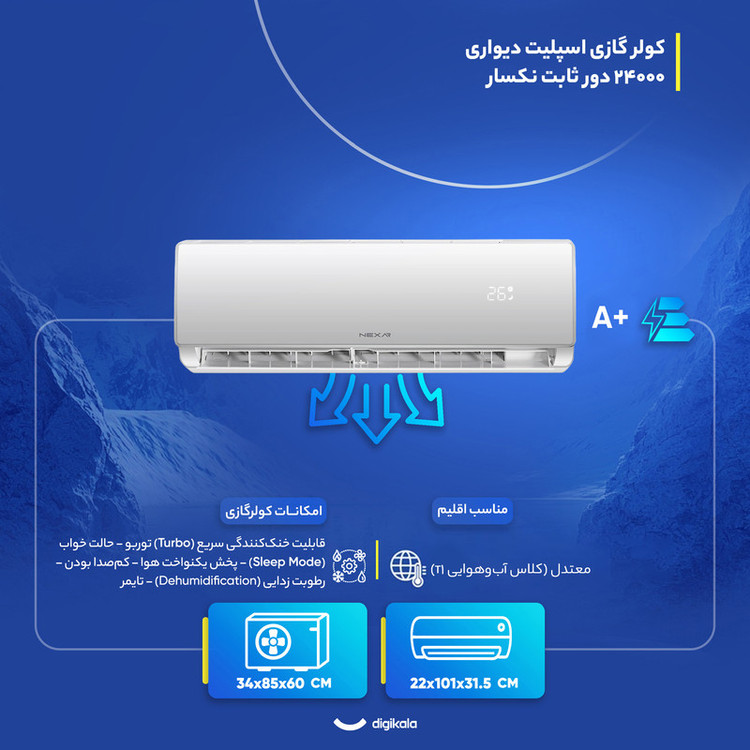 کولر گازی نکسار مدل TF24EL1 ظرفیت 24000